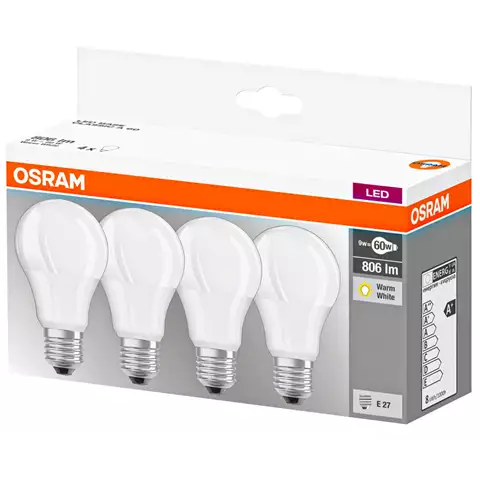 OSRAM LED STANDARDLAMPA 8,5W E27 A60 4-PACK 2700K