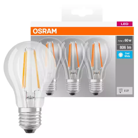 OSRAM LED FILAMENT 6,5W 4000K E27 A60 3-PACK